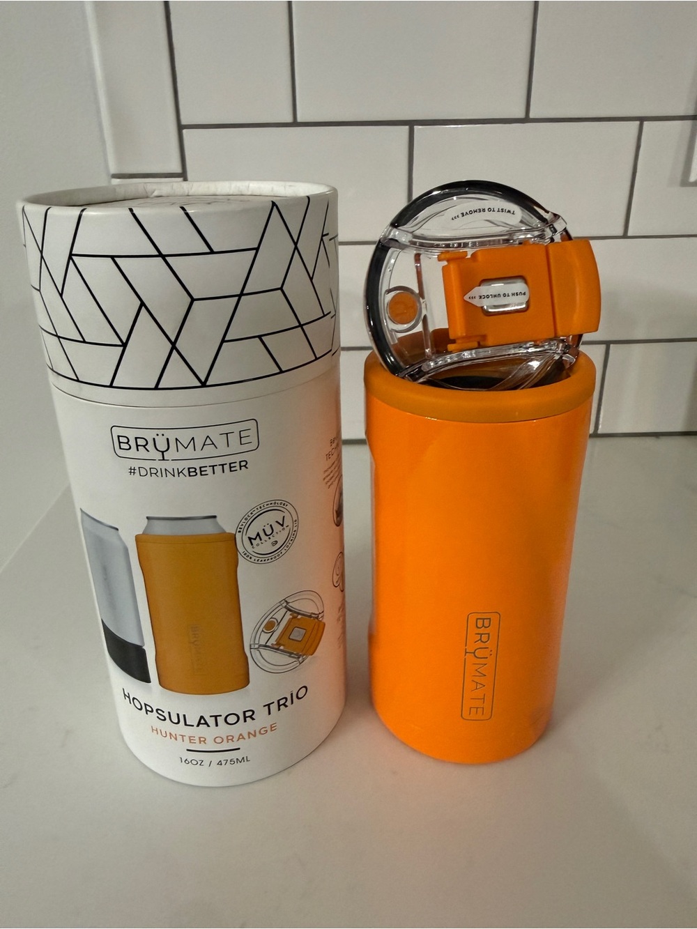 BrüMate Hopsulator Trio Hunter Orange w/ MÜV Lid Rare 2019 NWT Discontinued